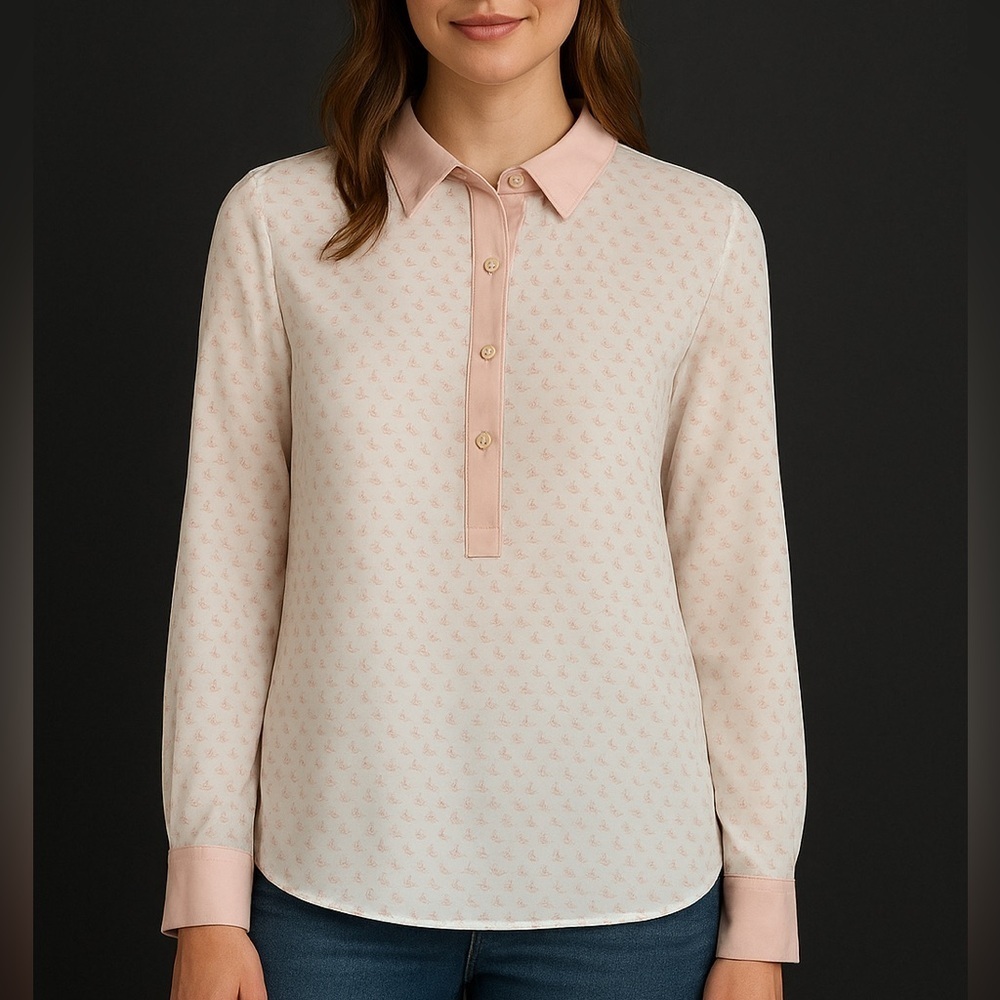 Free People equestrian Blouse in Blush and Ivory